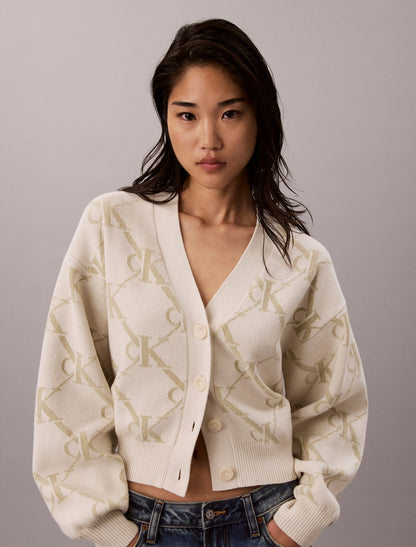 Monogram Logo Cardigan Sweater - Calvin Klein Women
