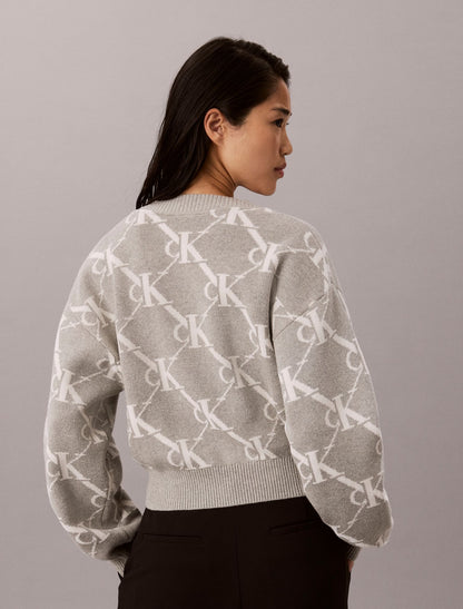 Monogram Logo Cardigan Sweater - Calvin Klein Women