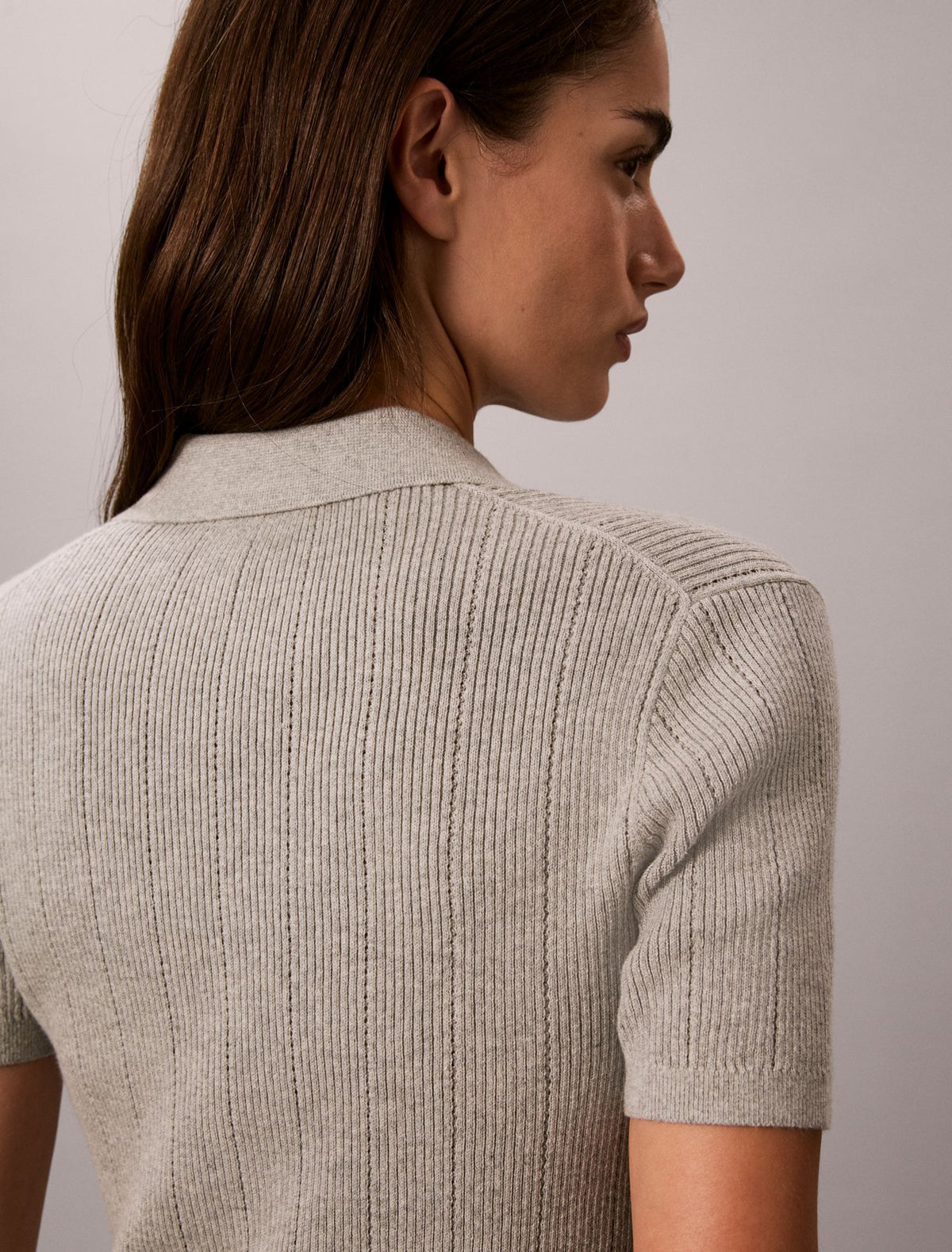 Smooth Cotton Rib Polo Sweater - Calvin Klein Women