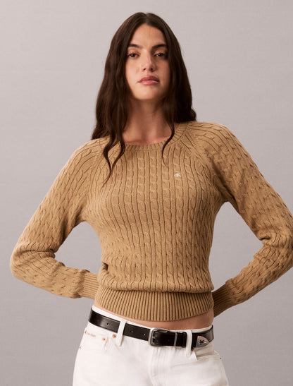 Cable Knit Crewneck Sweater - Calvin Klein Women