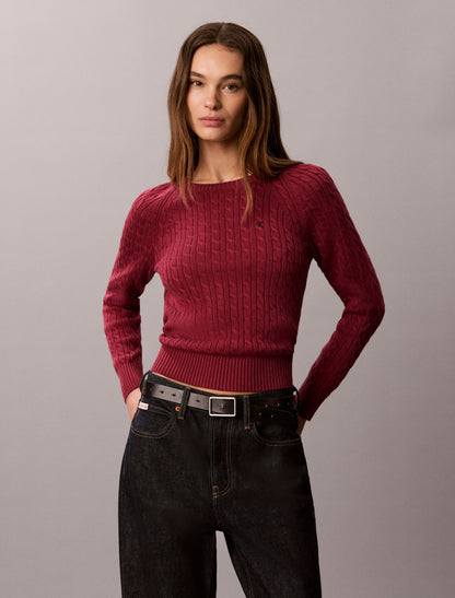Cable Knit Crewneck Sweater - Calvin Klein Women