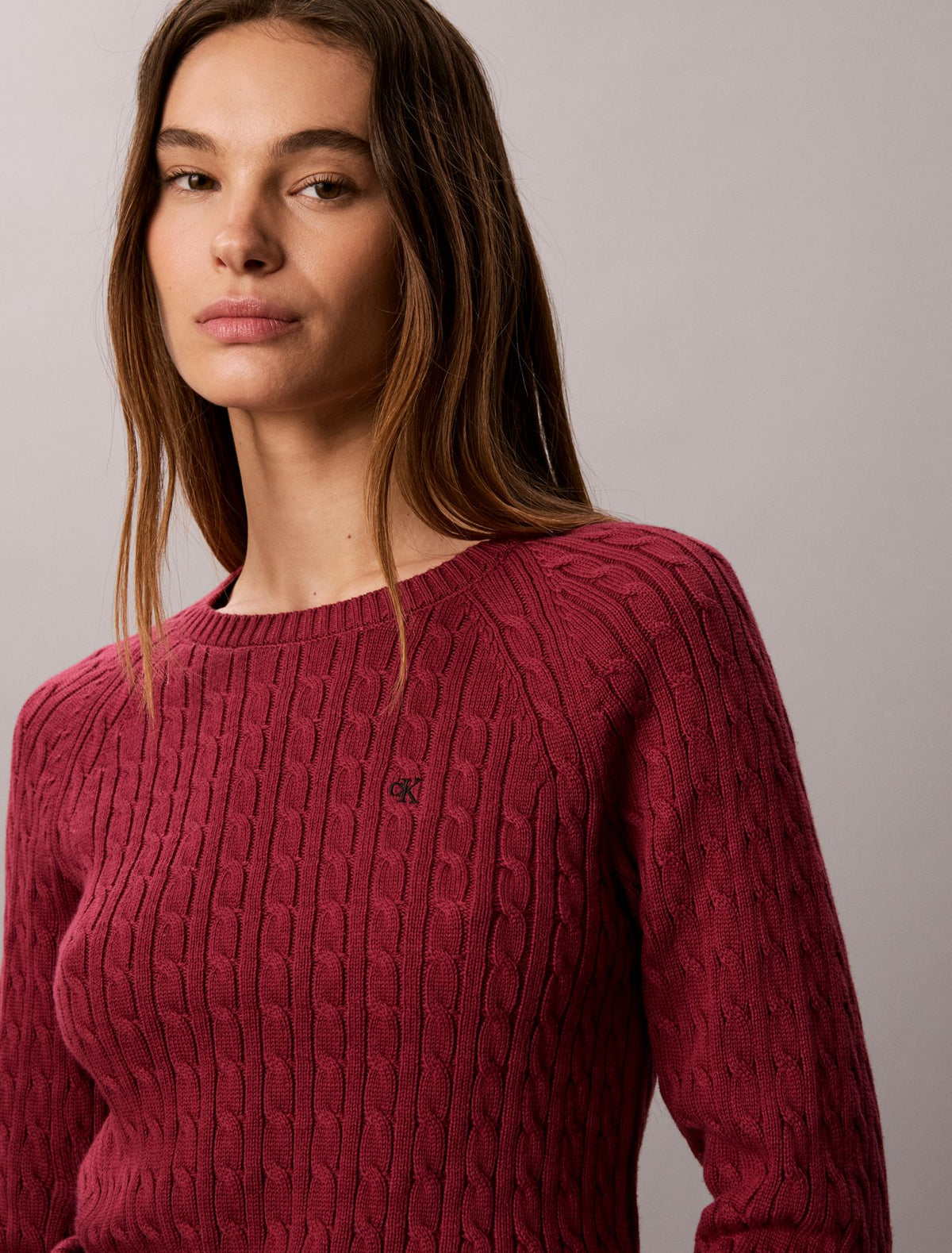 Cable Knit Crewneck Sweater - Calvin Klein Women