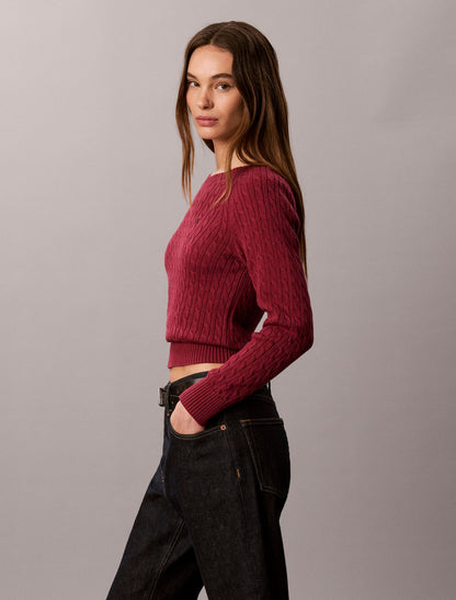 Cable Knit Crewneck Sweater - Calvin Klein Women