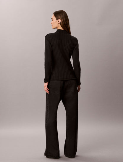 Woven Monologo Turtleneck Sweater - Calvin Klein Women