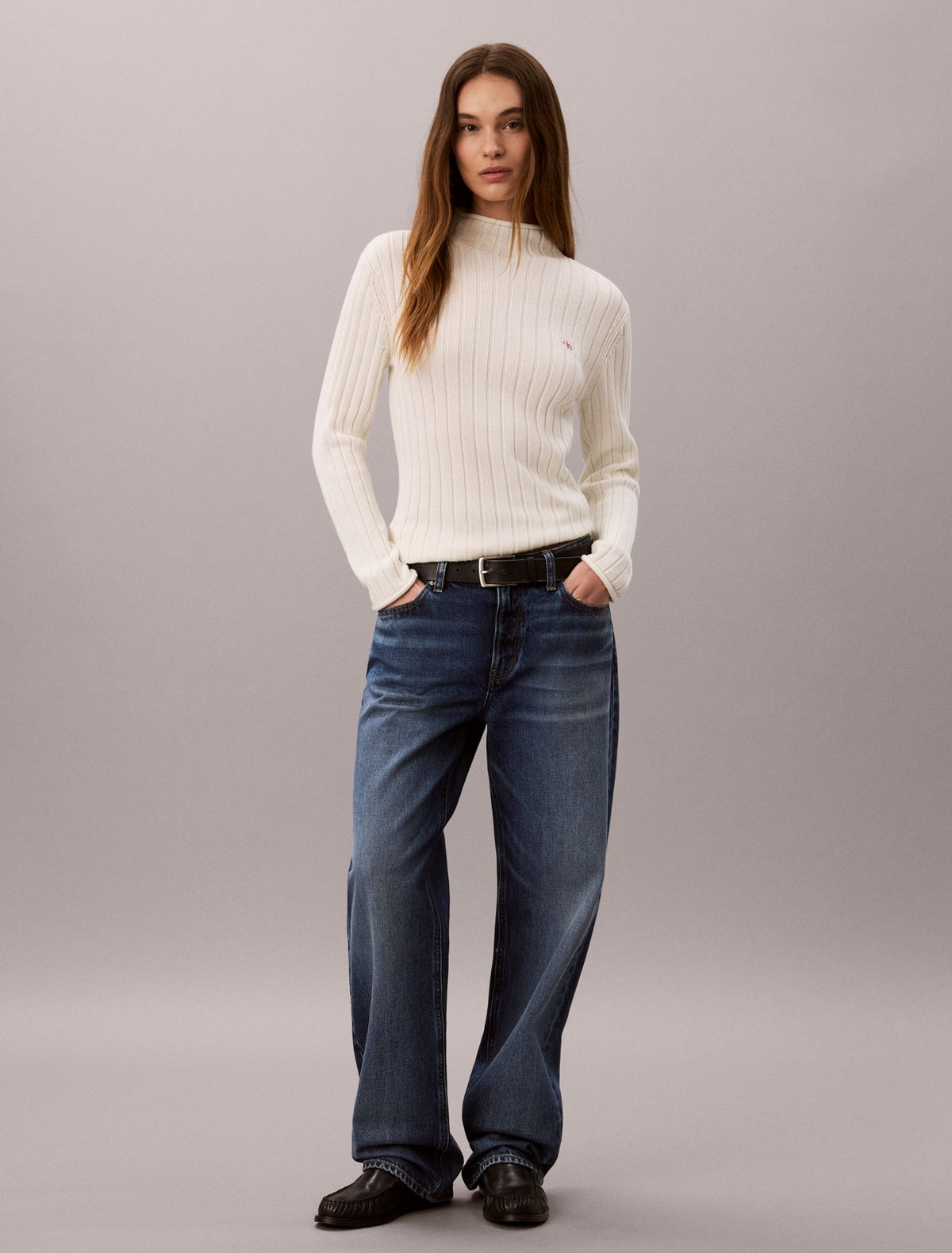 Woven Monologo Turtleneck Sweater - Calvin Klein Women