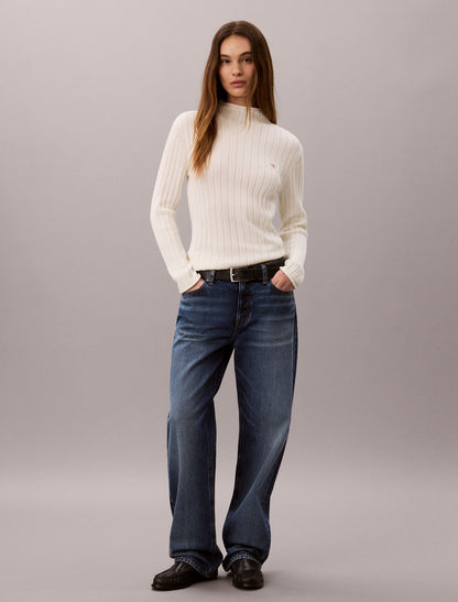 Woven Monologo Turtleneck Sweater - Calvin Klein Women