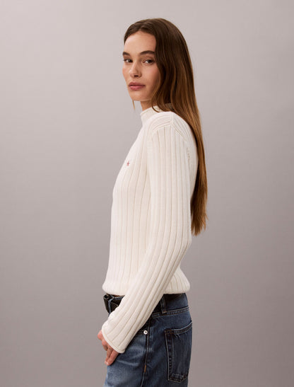 Woven Monologo Turtleneck Sweater - Calvin Klein Women
