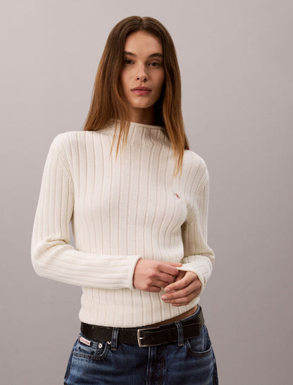 Woven Monologo Turtleneck Sweater - Calvin Klein Women