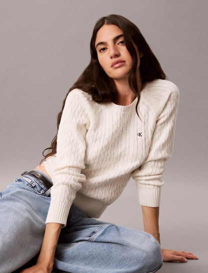 Cable Knit Crewneck Sweater - Calvin Klein Women