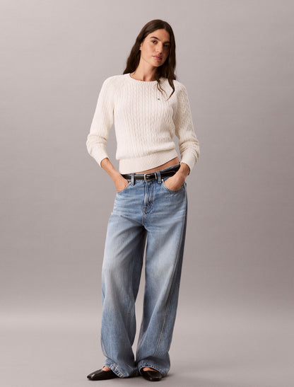 Cable Knit Crewneck Sweater - Calvin Klein Women