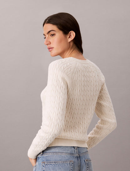Cable Knit Crewneck Sweater - Calvin Klein Women