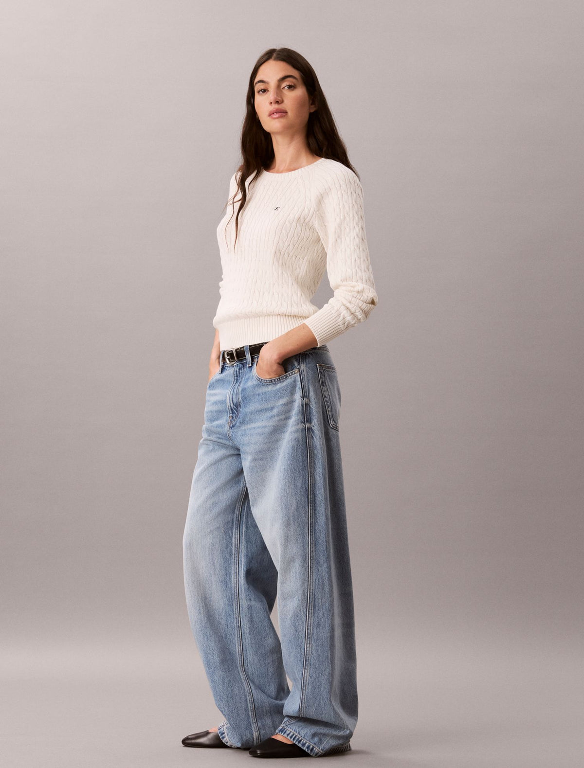 Cable Knit Crewneck Sweater - Calvin Klein Women