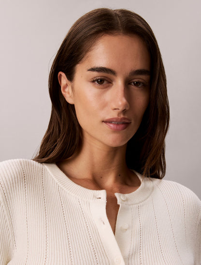 Smooth Cotton Rib Cardigan Sweater - Calvin Klein Women