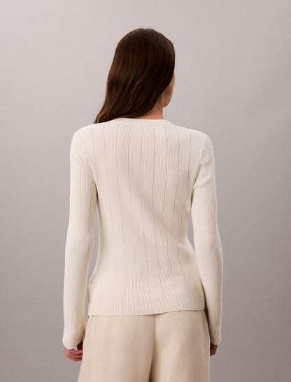 Smooth Cotton Rib Cardigan Sweater - Calvin Klein Women