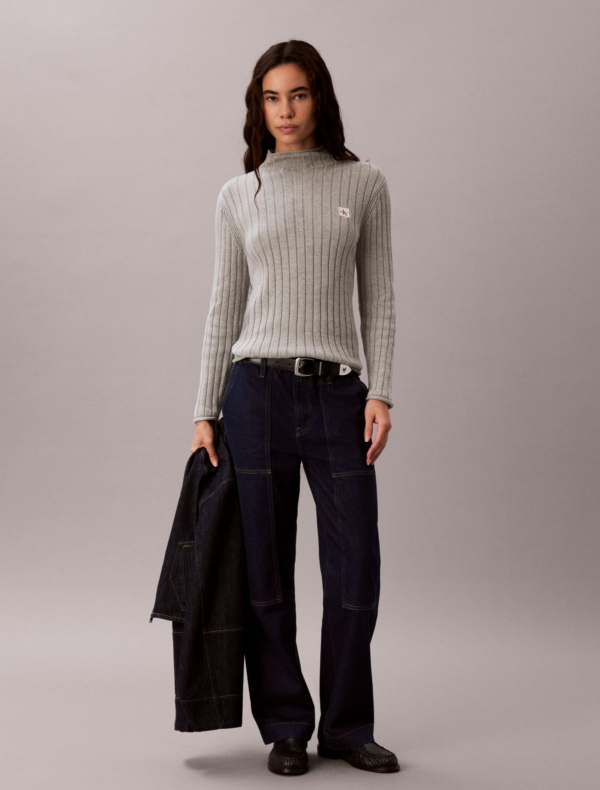 Woven Monologo Turtleneck Sweater - Calvin Klein Women