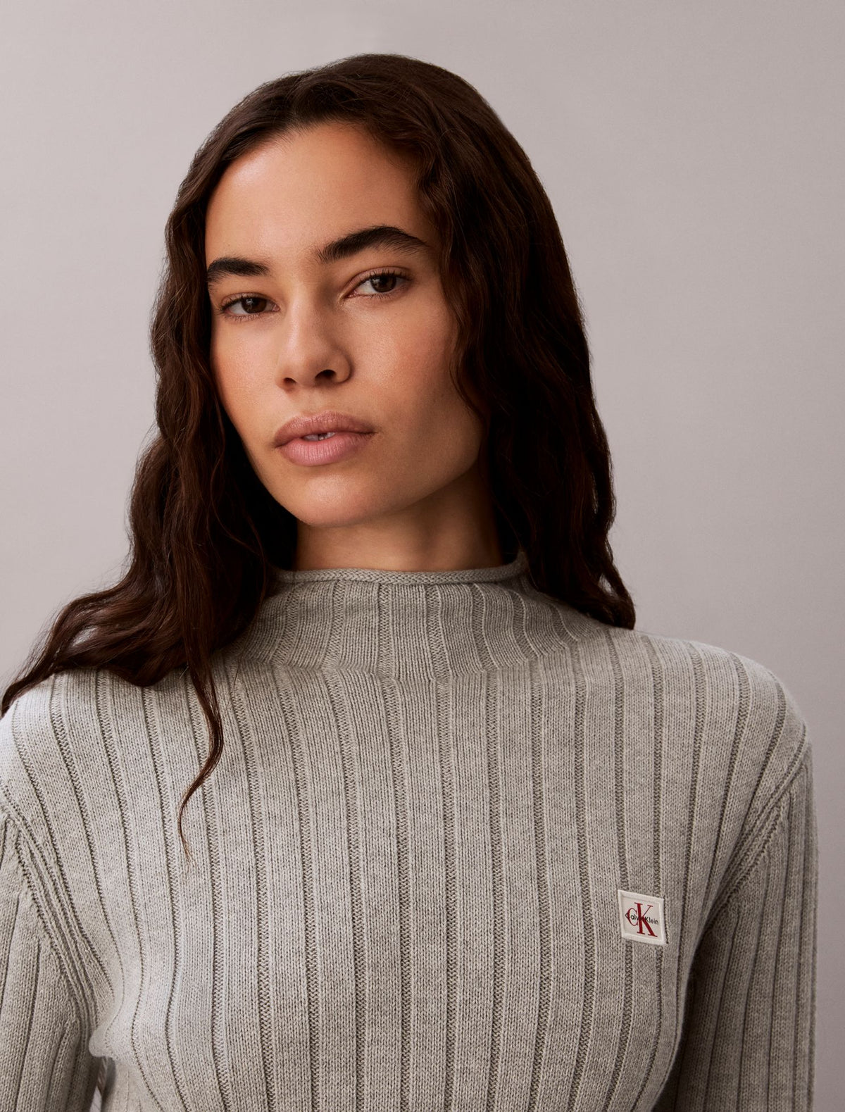 Woven Monologo Turtleneck Sweater - Calvin Klein Women