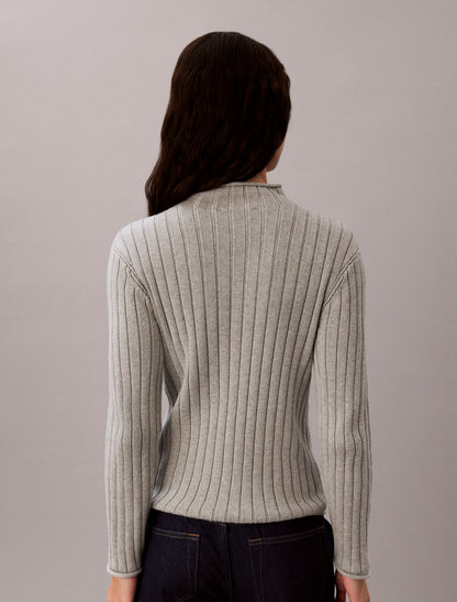 Woven Monologo Turtleneck Sweater - Calvin Klein Women