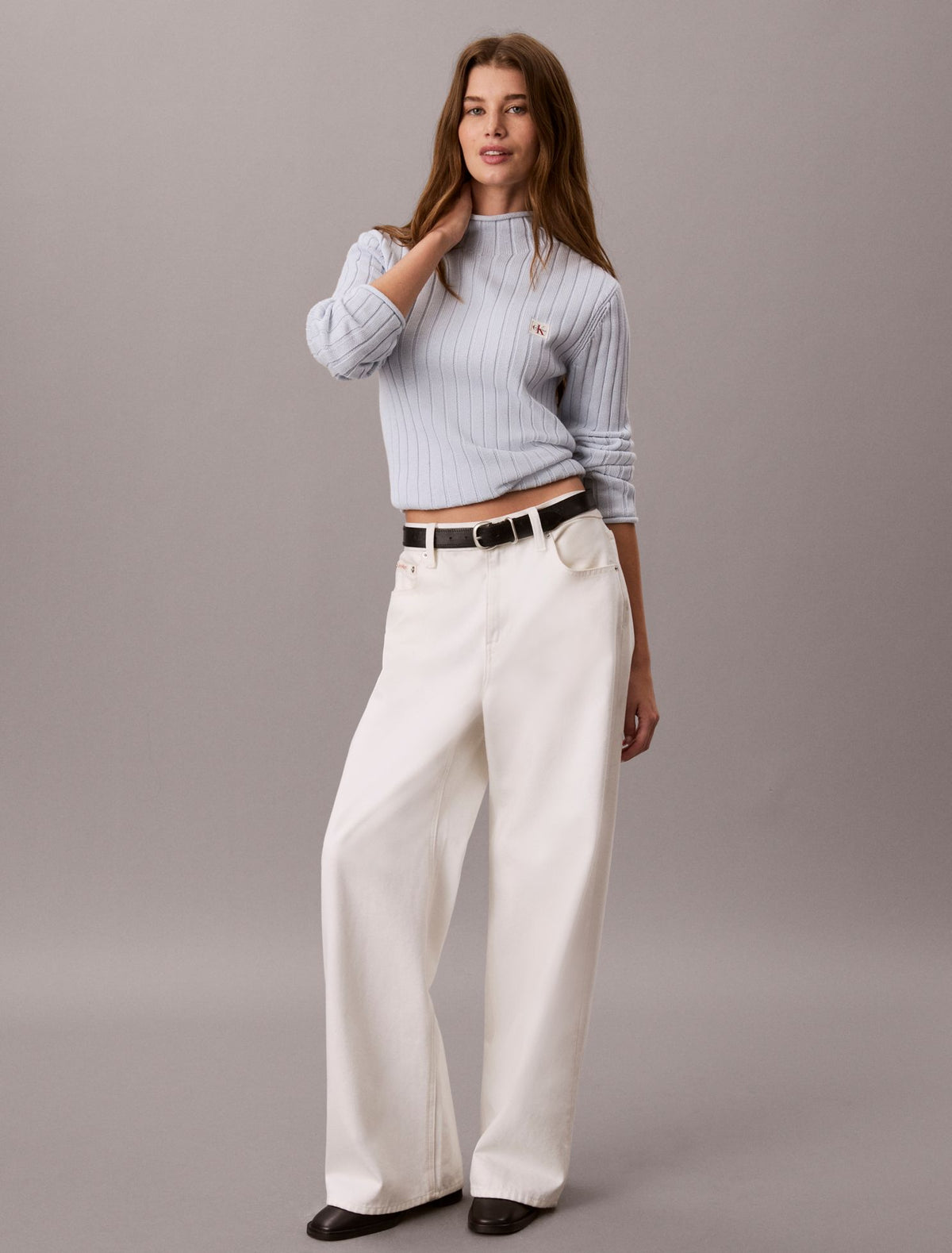 Woven Monologo Turtleneck Sweater - Calvin Klein Women