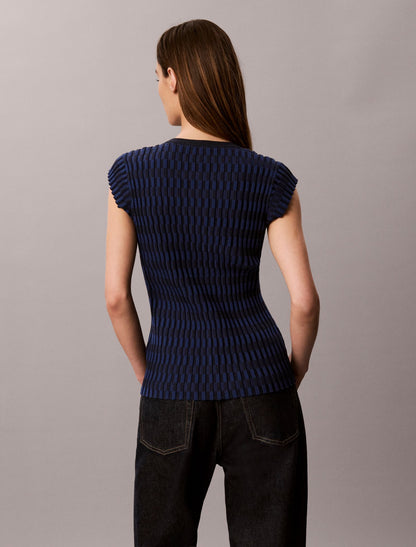 Tech Knit Checkered Rib Cardigan - Calvin Klein Women