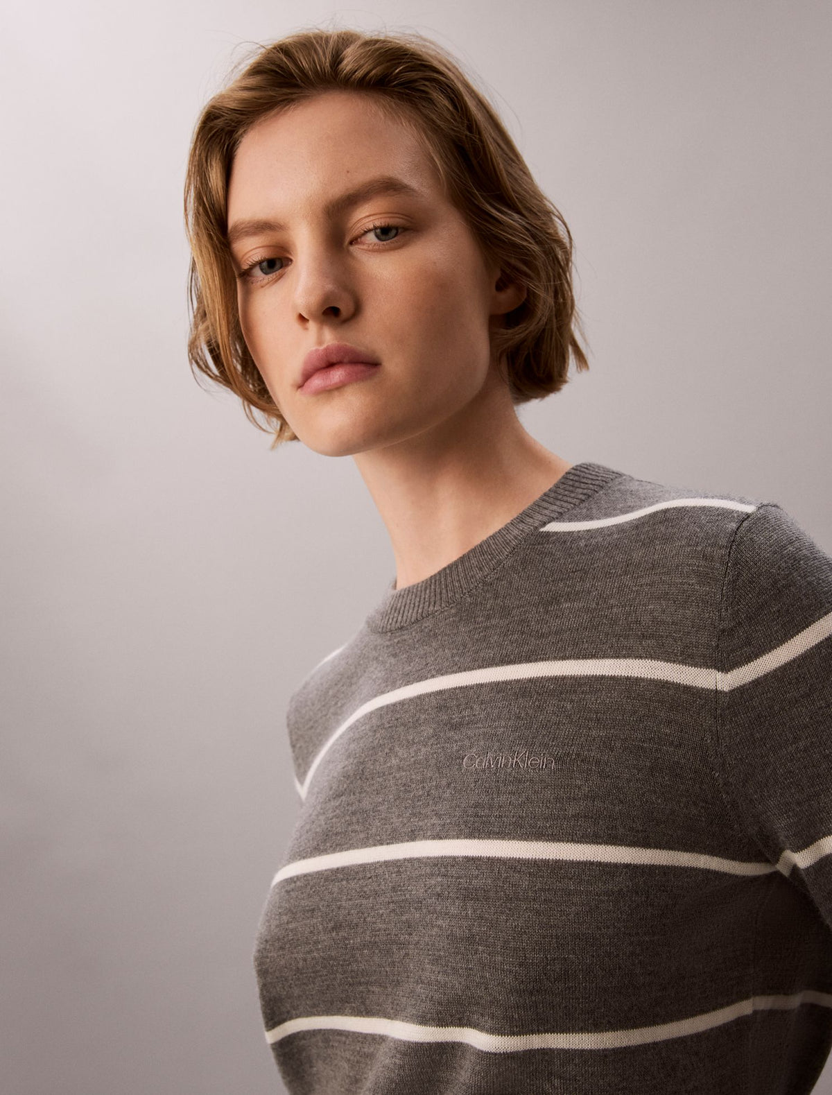 Extra Fine Merino Blend Striped Sweater - Calvin Klein Women