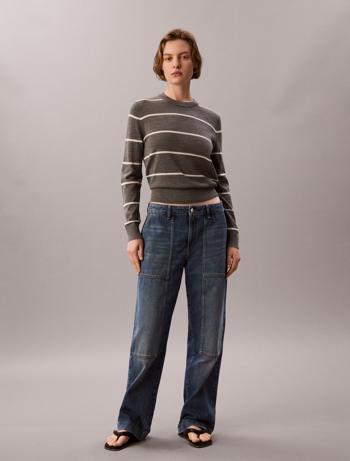 Extra Fine Merino Blend Striped Sweater - Calvin Klein Women