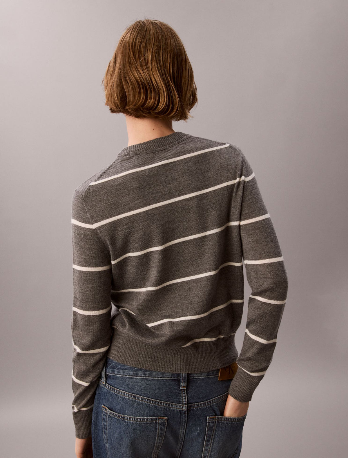 Extra Fine Merino Blend Striped Sweater - Calvin Klein Women
