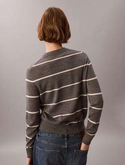 Extra Fine Merino Blend Striped Sweater - Calvin Klein Women