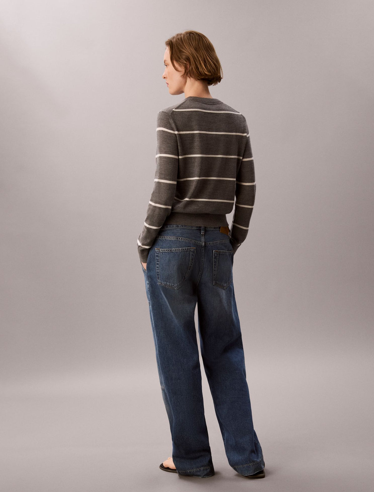 Extra Fine Merino Blend Striped Sweater - Calvin Klein Women