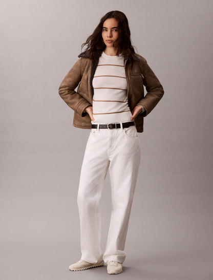 Extra Fine Merino Blend Striped Sweater - Calvin Klein Women