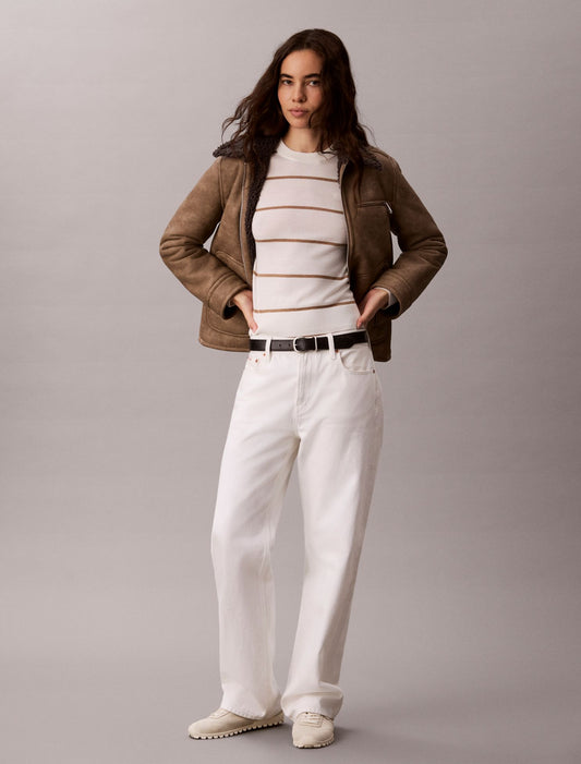 Extra Fine Merino Blend Striped Sweater - Calvin Klein Women