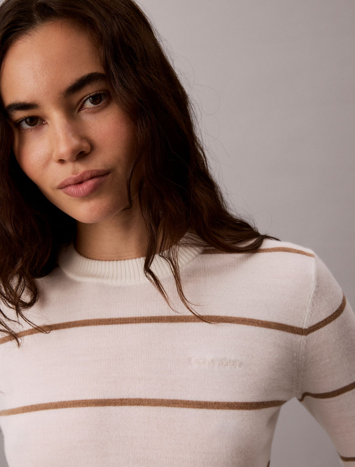 Extra Fine Merino Blend Striped Sweater - Calvin Klein Women