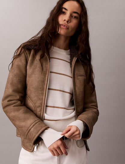 Extra Fine Merino Blend Striped Sweater - Calvin Klein Women