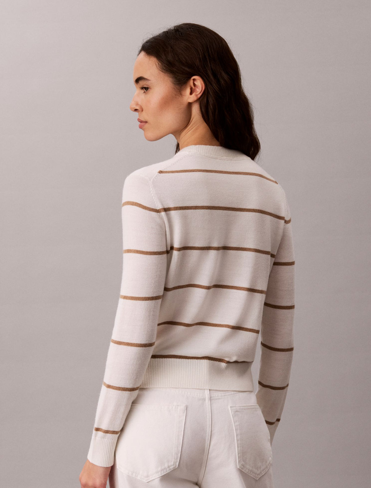 Extra Fine Merino Blend Striped Sweater - Calvin Klein Women