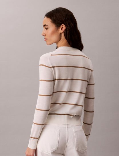 Extra Fine Merino Blend Striped Sweater - Calvin Klein Women