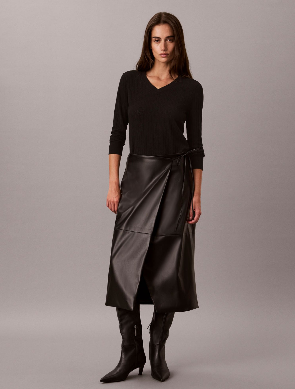 Pointelle Knit Long Sleeve Top - Calvin Klein Women