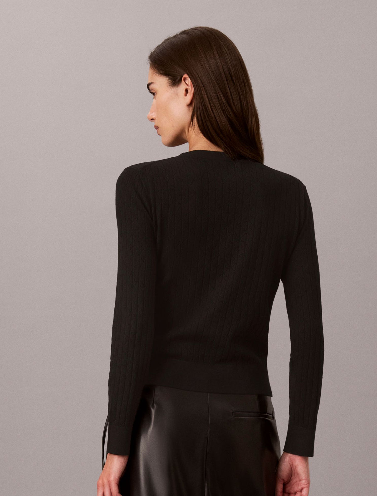 Pointelle Knit Long Sleeve Top - Calvin Klein Women