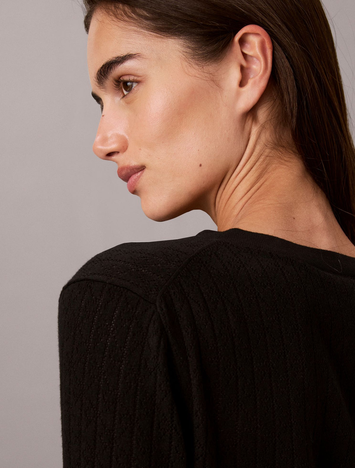 Pointelle Knit Long Sleeve Top - Calvin Klein Women
