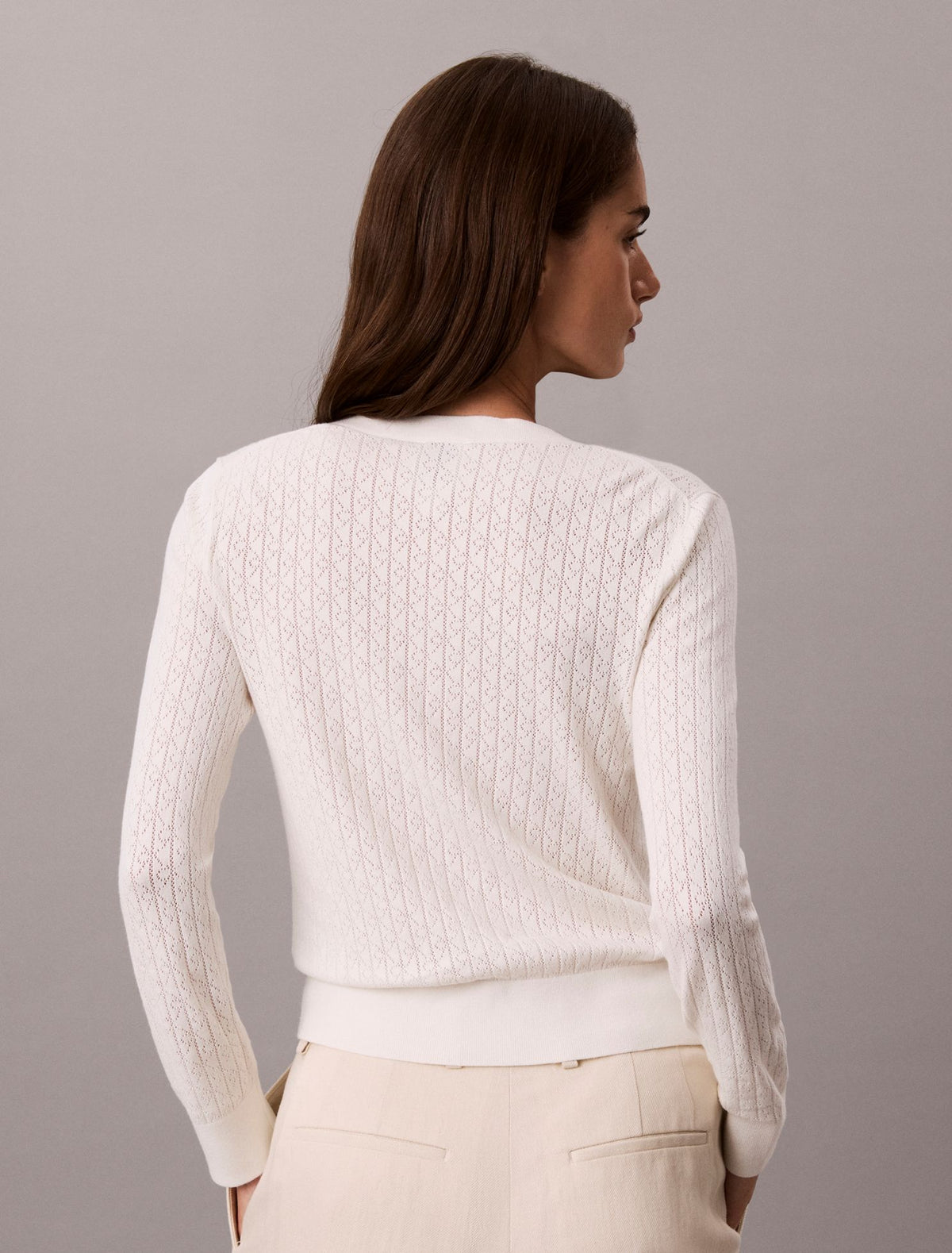 Pointelle Knit Long Sleeve Top - Calvin Klein Women