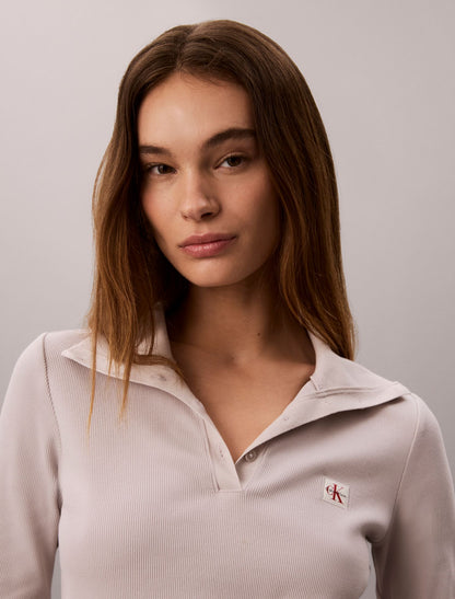 Woven Monologo Henley Turtleneck Sweater - Calvin Klein Women