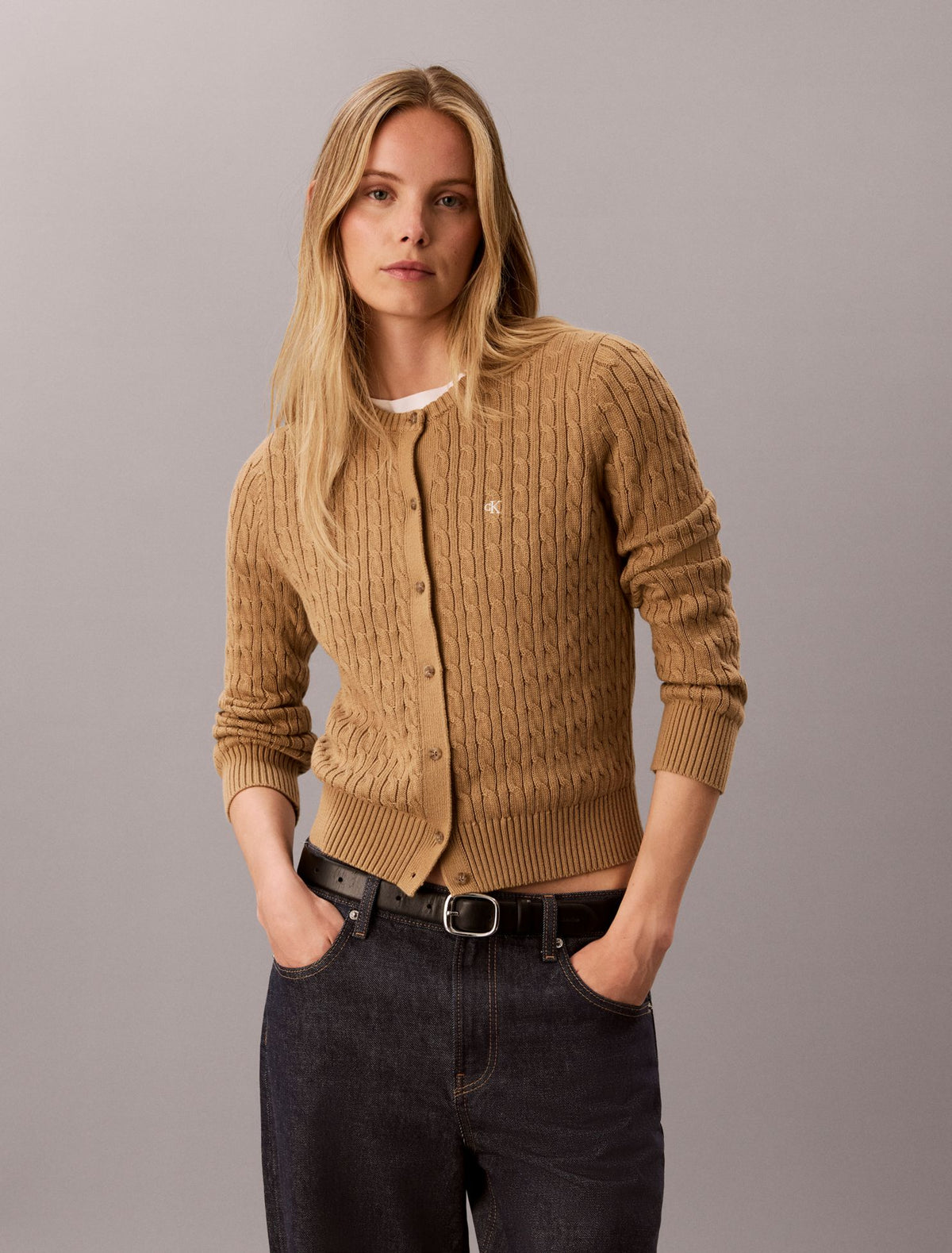 Cable Knit Cardigan Sweater - Calvin Klein Women