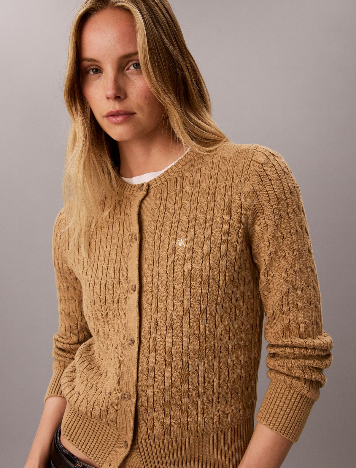 Cable Knit Cardigan Sweater - Calvin Klein Women