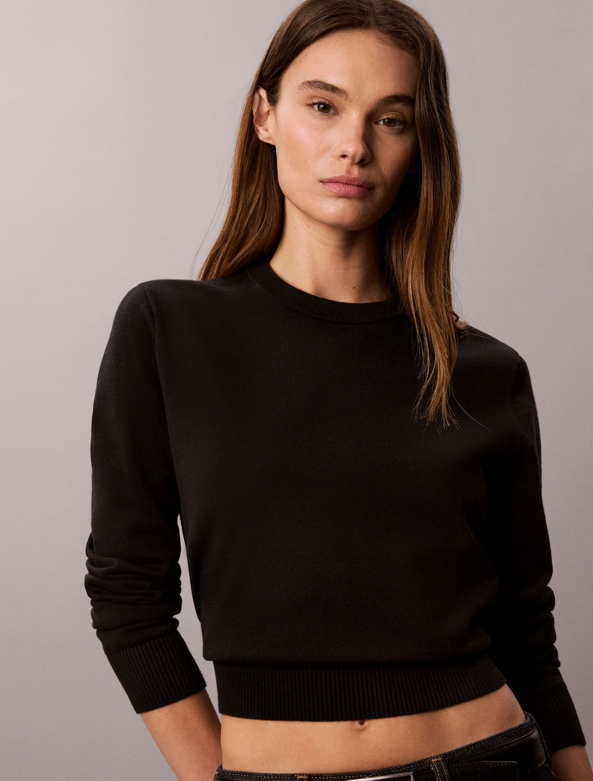 Smooth Cotton Crewneck Sweater - Calvin Klein Women