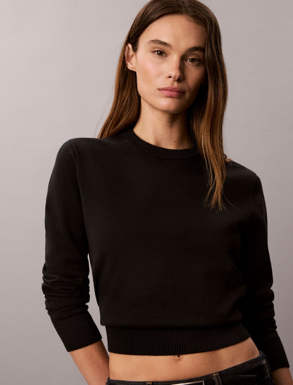 Smooth Cotton Crewneck Sweater - Calvin Klein Women