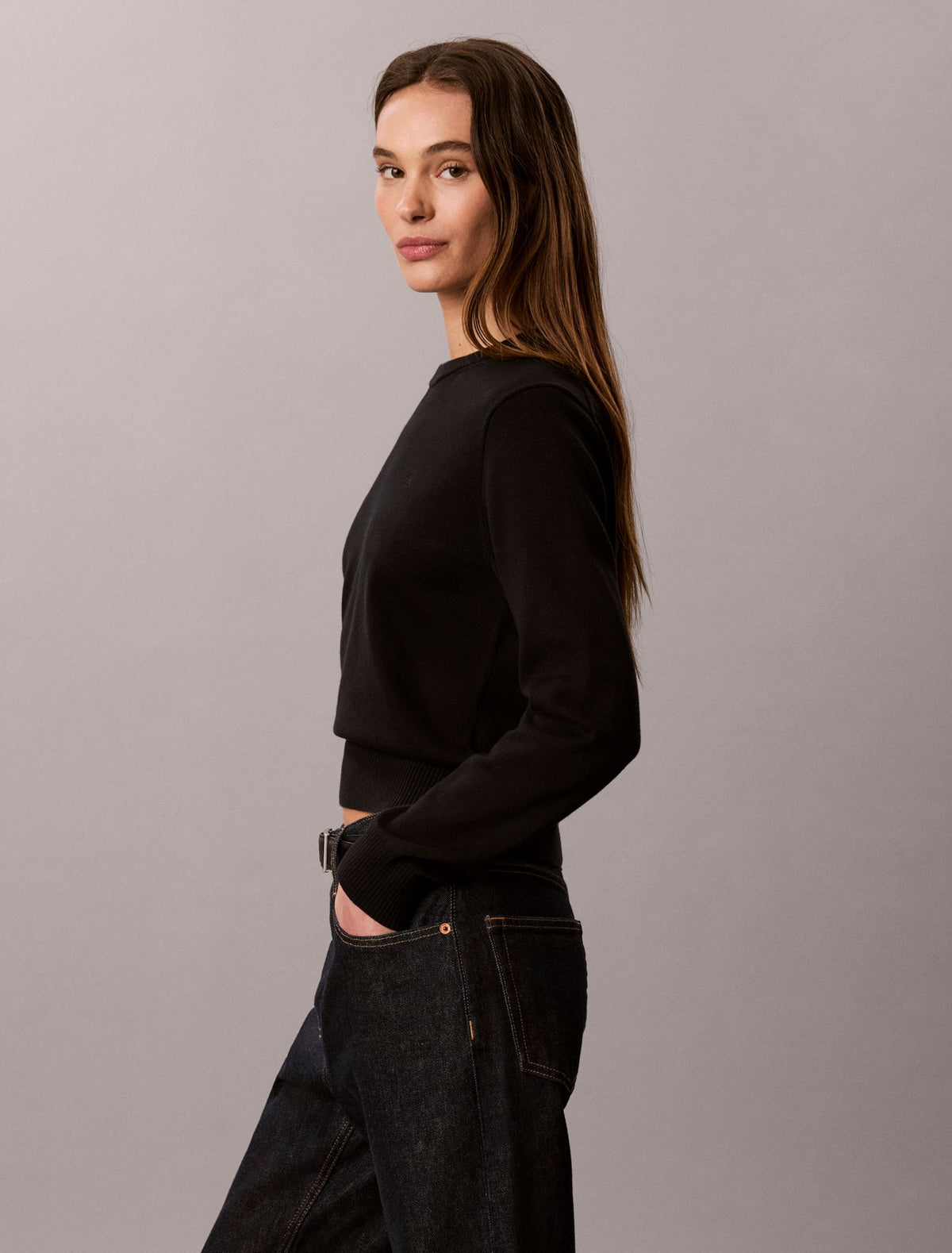 Smooth Cotton Crewneck Sweater - Calvin Klein Women