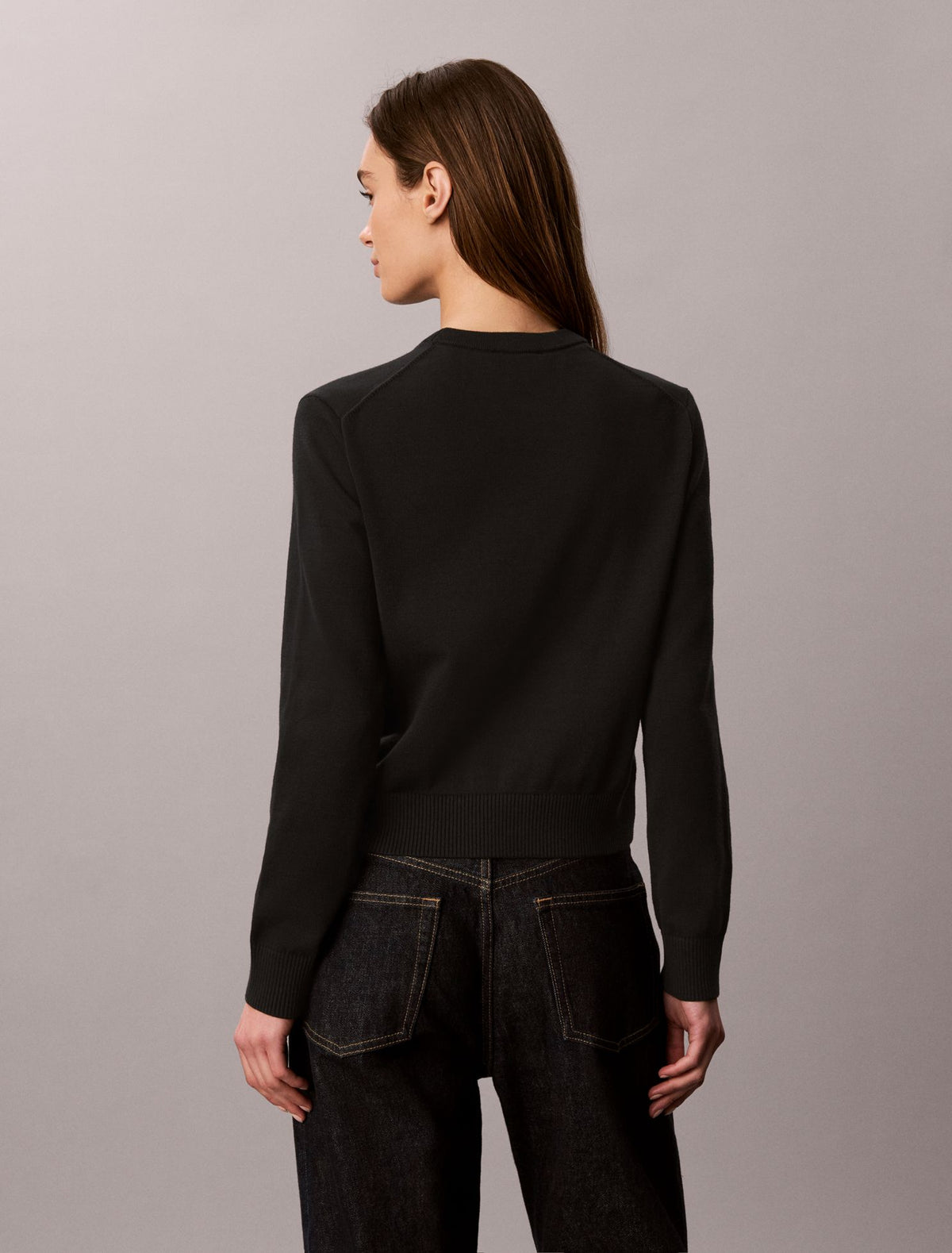 Smooth Cotton Crewneck Sweater - Calvin Klein Women