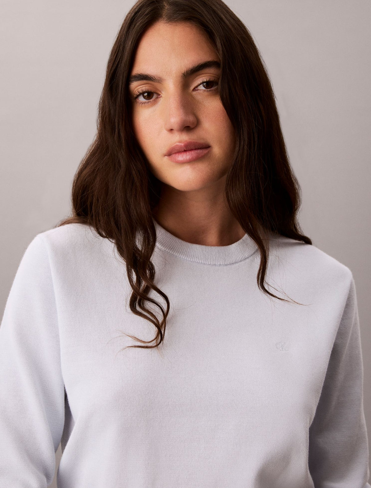 Smooth Cotton Crewneck Sweater - Calvin Klein Women