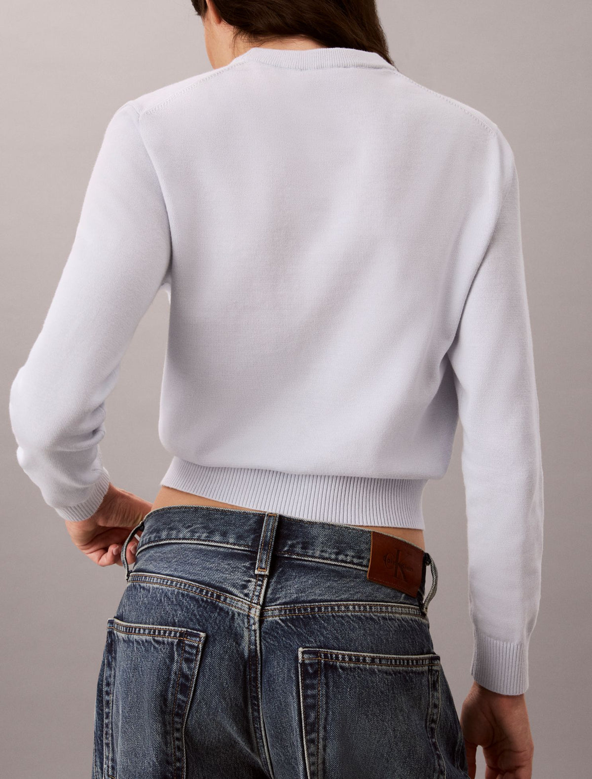 Smooth Cotton Crewneck Sweater - Calvin Klein Women