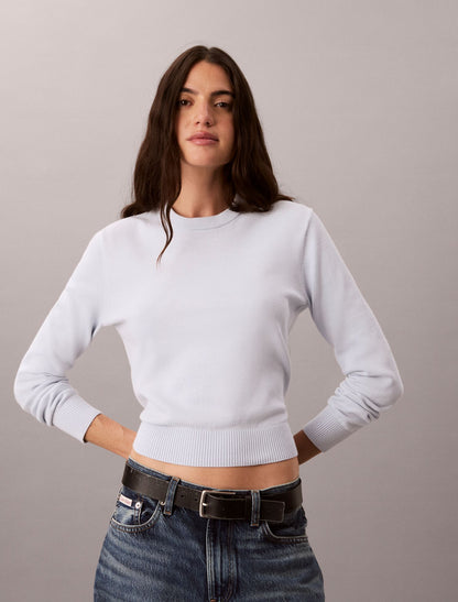 Smooth Cotton Crewneck Sweater - Calvin Klein Women