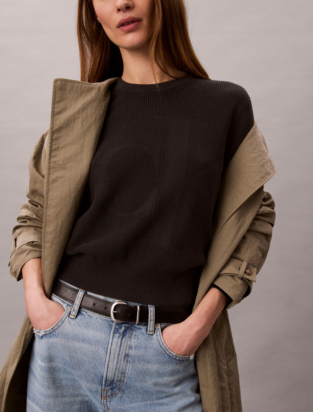Smooth Cotton Monogram Sweater - Calvin Klein Women