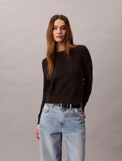 Smooth Cotton Monogram Sweater - Calvin Klein Women